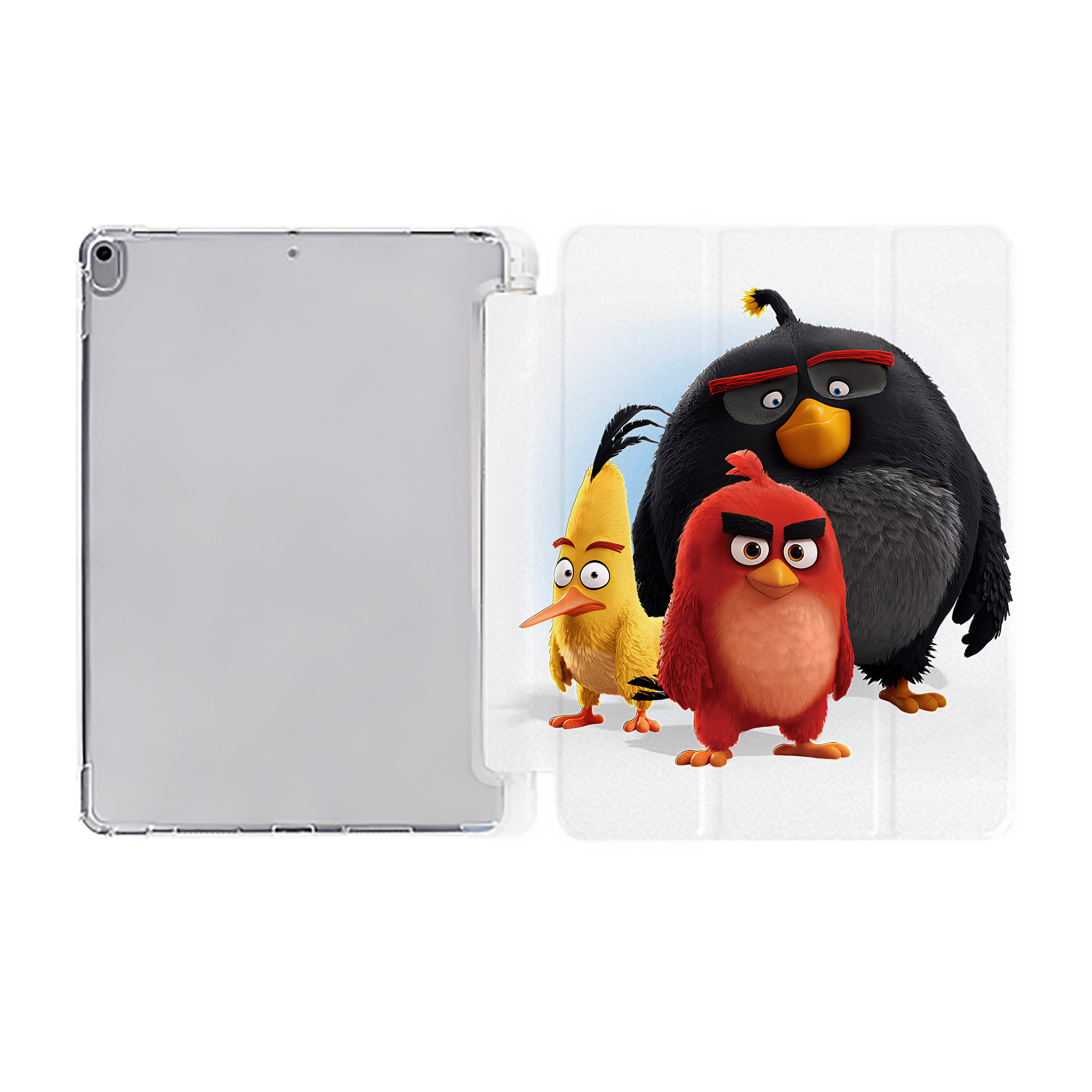（画像用） Angry Birds アングリーバード IPad ケース ペン収納付き 三つ折りスタンド PUレザー×シリコン 対応機種9.5/10.5/10.9インチ